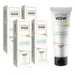 Active Wow 24k White Hydroxyapatite Toothpaste – four 4 oz tubes in fresh mint flavor; sensitive, remineralizing, fluoride-free and paraben-free.
