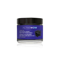 Opened jar showing activated coconut charcoal toothpaste powder