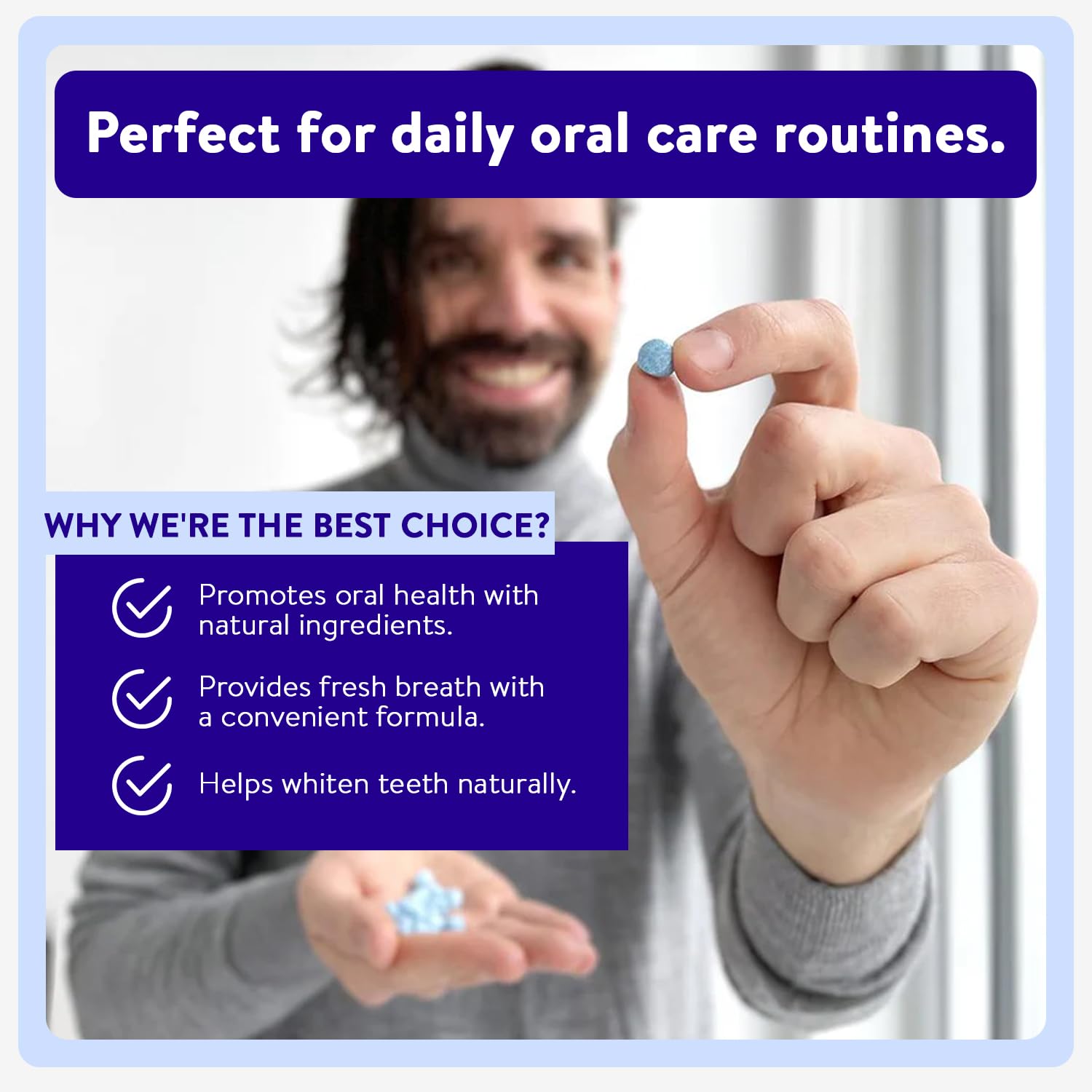 Active Wow 60-count chewable mouthwash tablets box and design