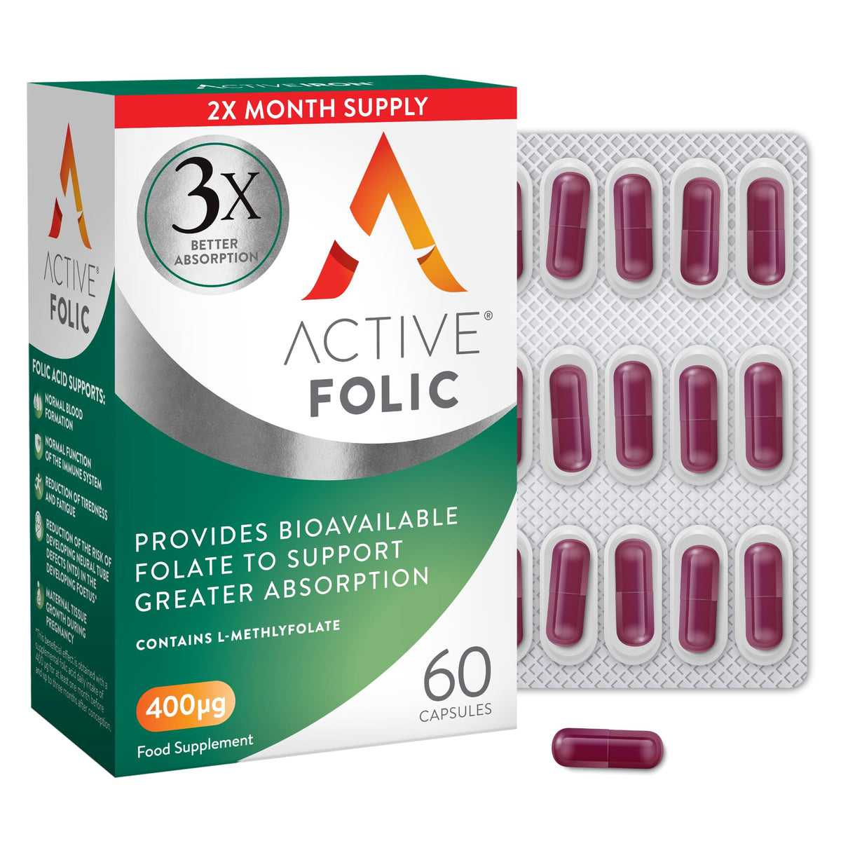 ACTIVEIRON Active Folic 400mcg bottle front view