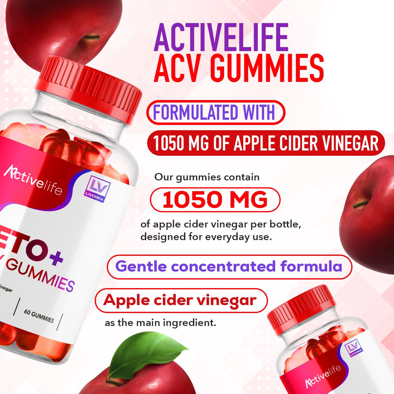 ActivLife Keto ACV Gummies bottle 60-count close-up 02