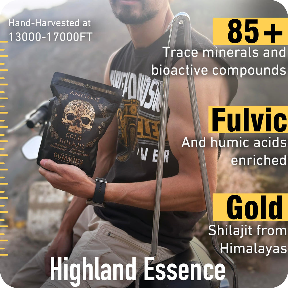 Ingredient panel showing 85+ trace minerals and fulvic acid