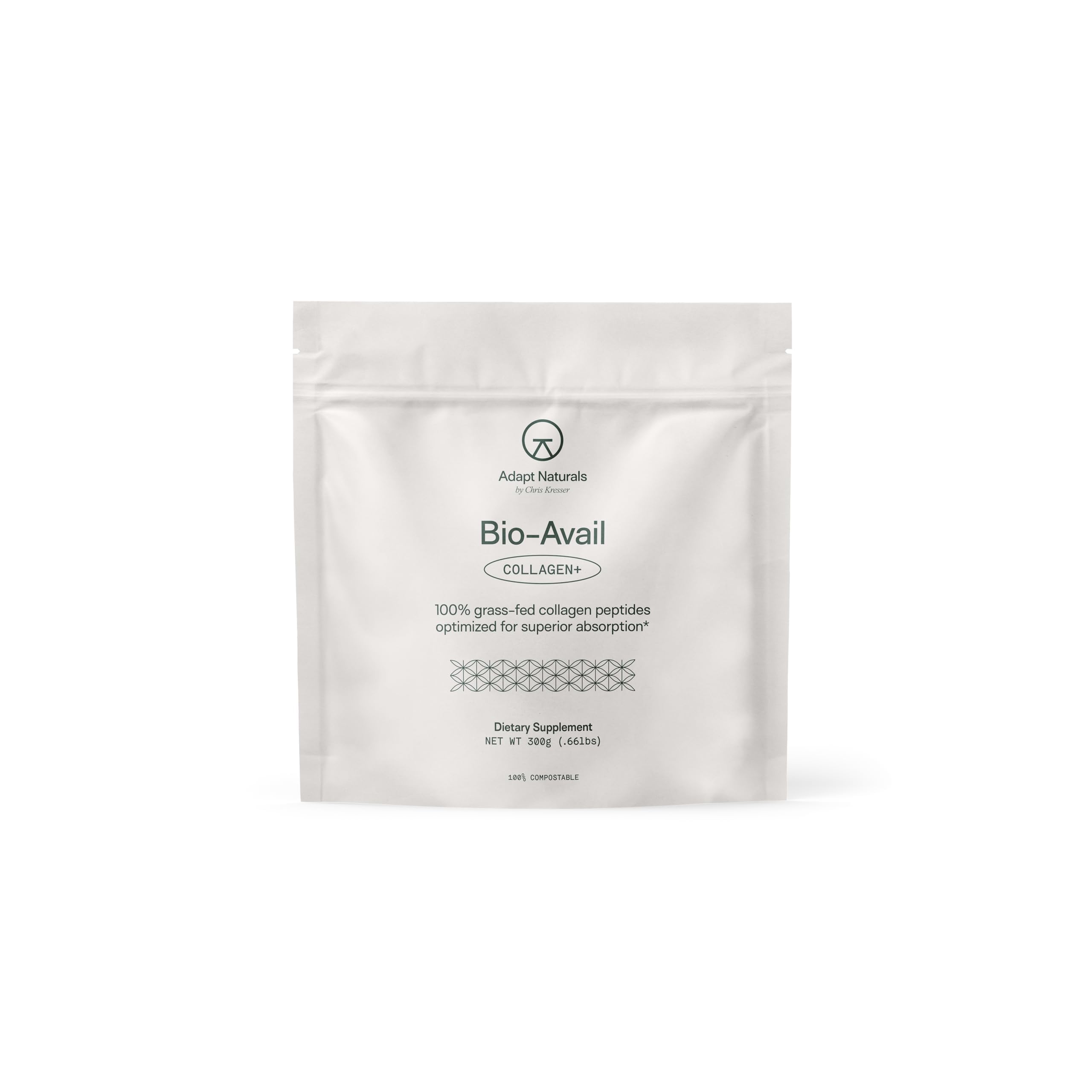 Adapt Naturals Bio-Avail Collagen+ grass-fed collagen peptides serving scoop and container