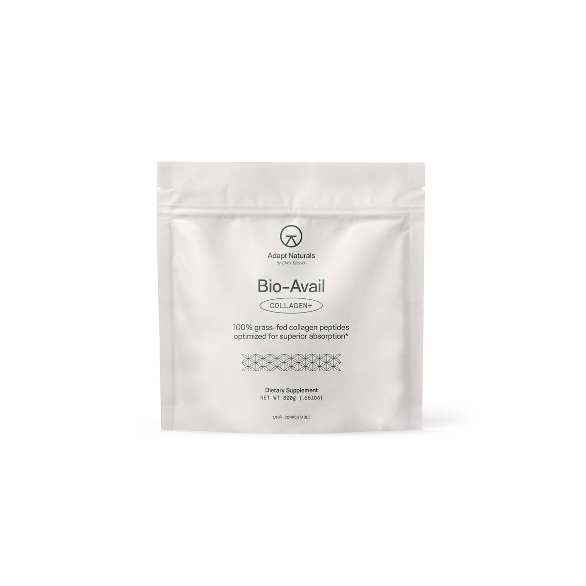 Adapt Naturals Bio-Avail Collagen+ grass-fed collagen peptides serving scoop and container