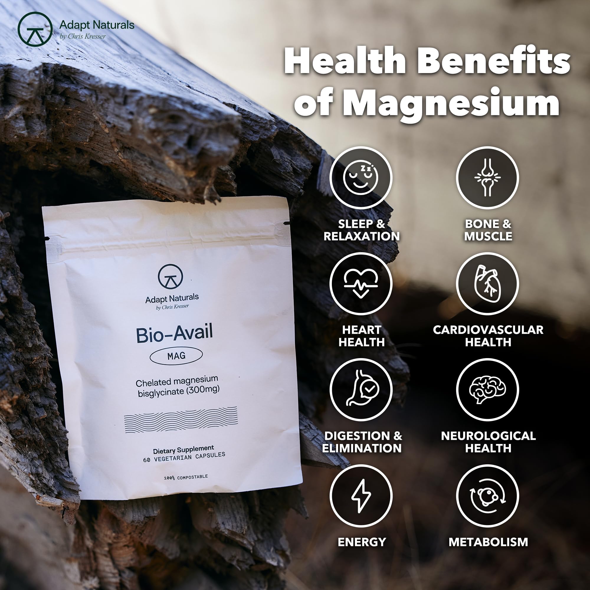 Capsules with Adapt Naturals label in hand