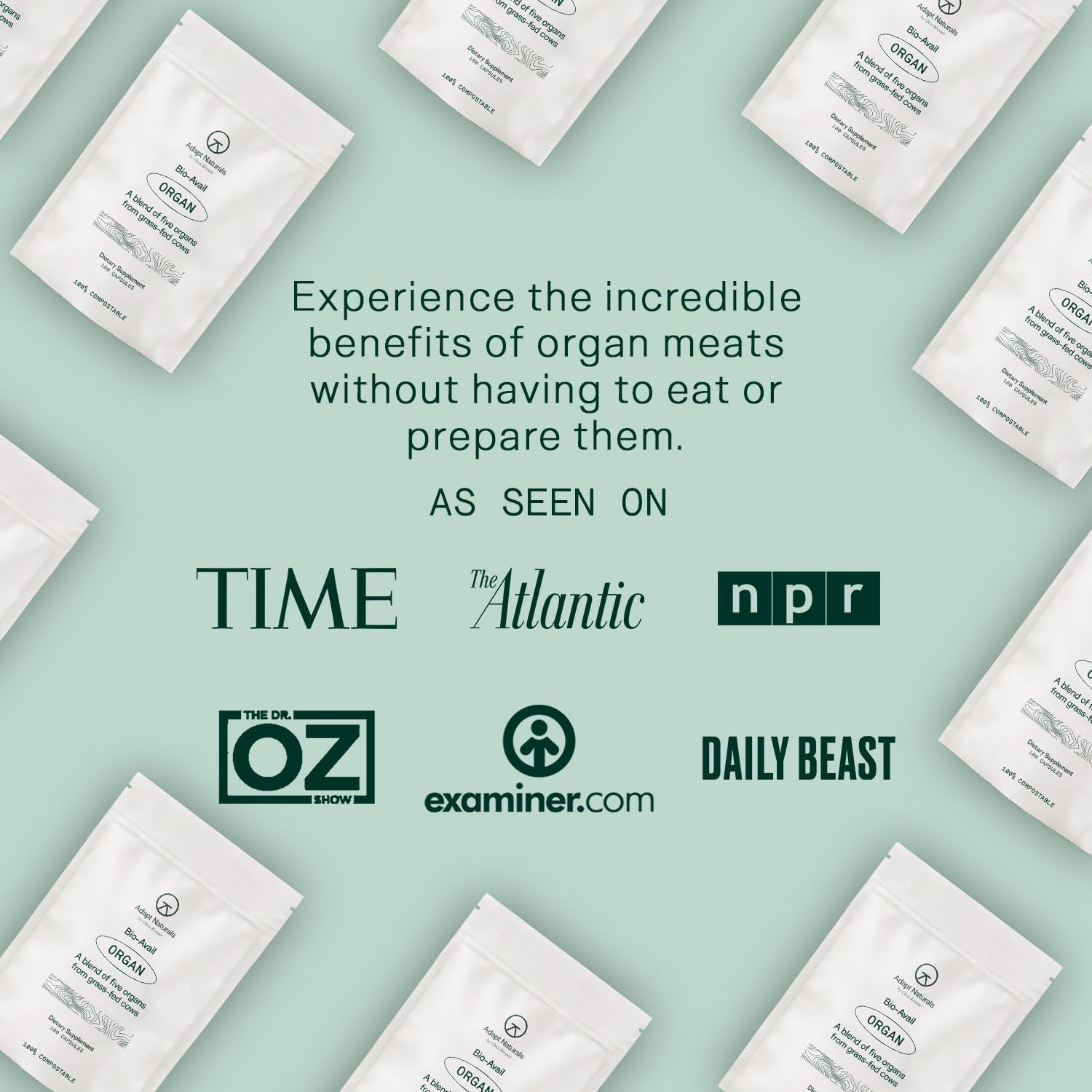 Product packaging and logo of Adapt Naturals Organ Supplement