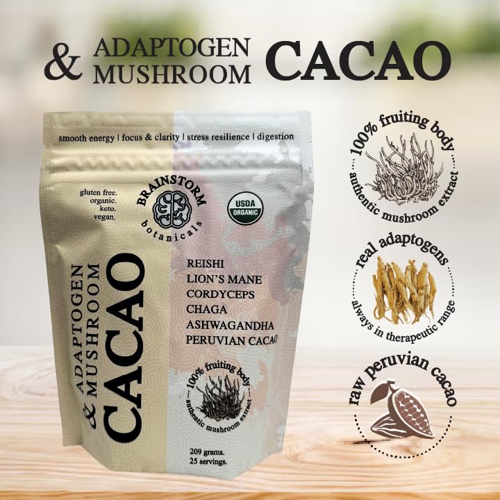 Mushroom extracts close-up: Lion's Mane, Reishi, Cordyceps, Chaga
