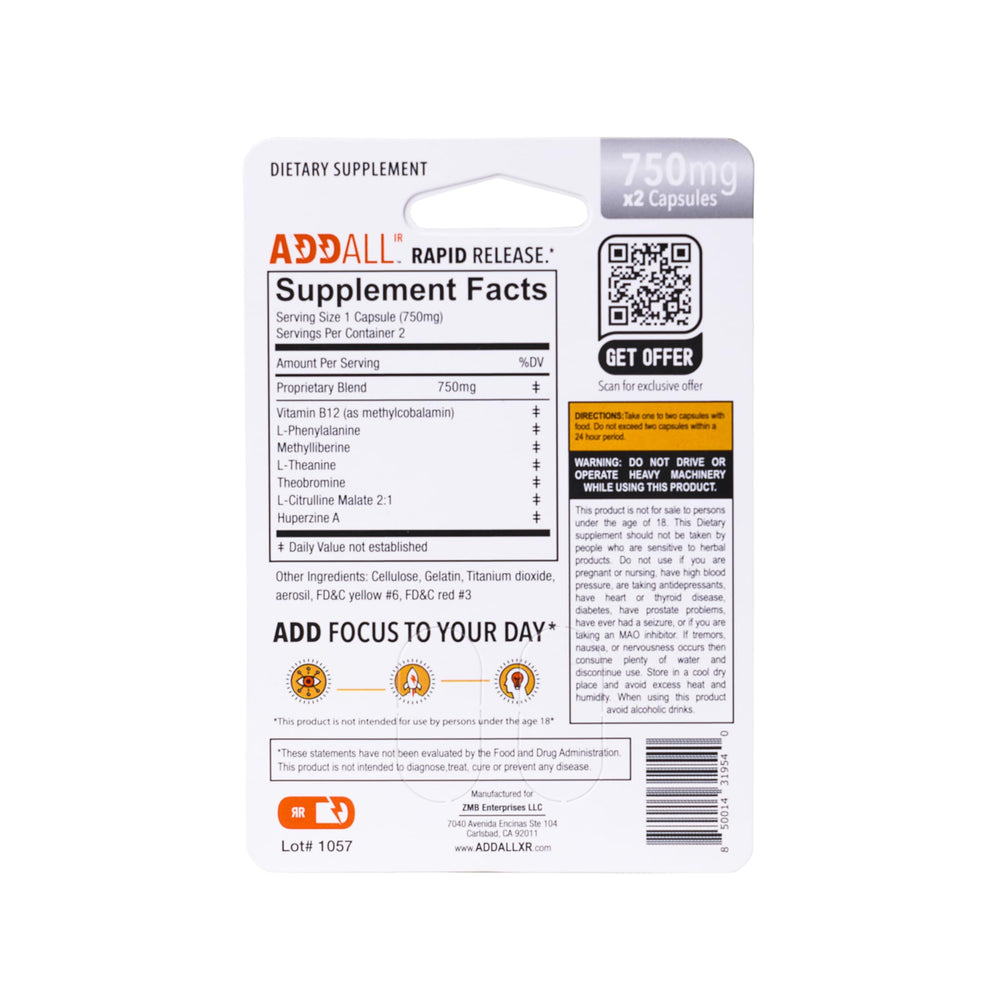 Addall Rapid Release capsules close-up suggests steady energy without jitters