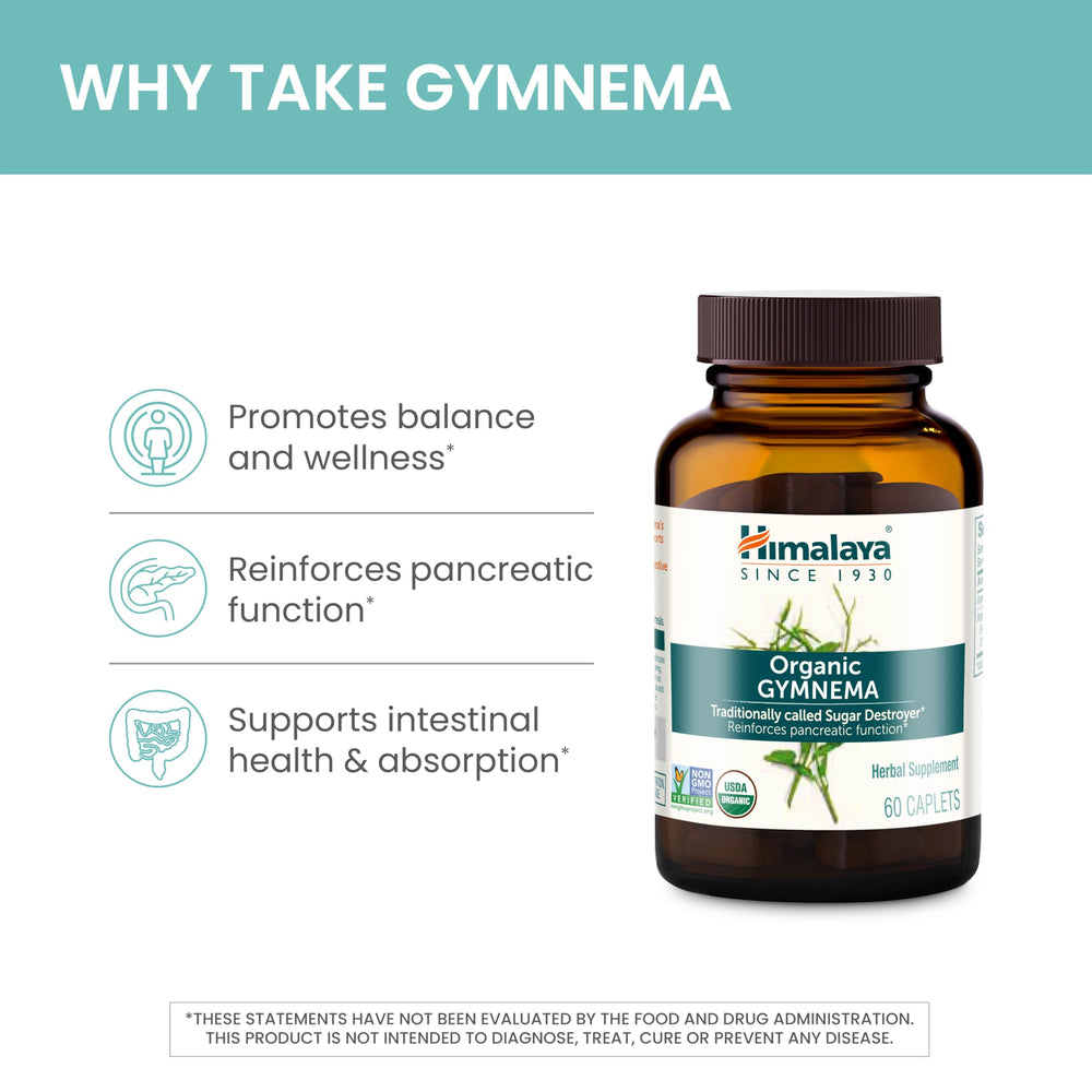 Additive-free, organic Gymnema sylvestre capsules (non-GMO, vegan, gluten-free)
