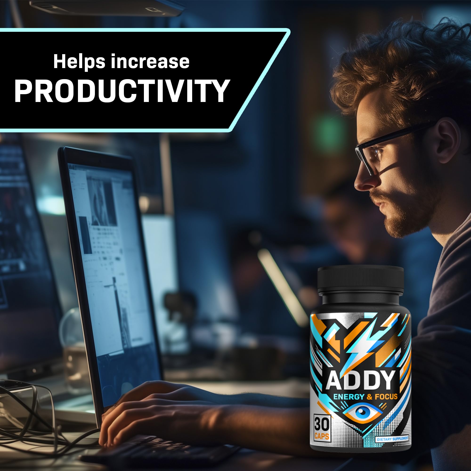 Addy Energy bottle pouring into glass during morning routine.