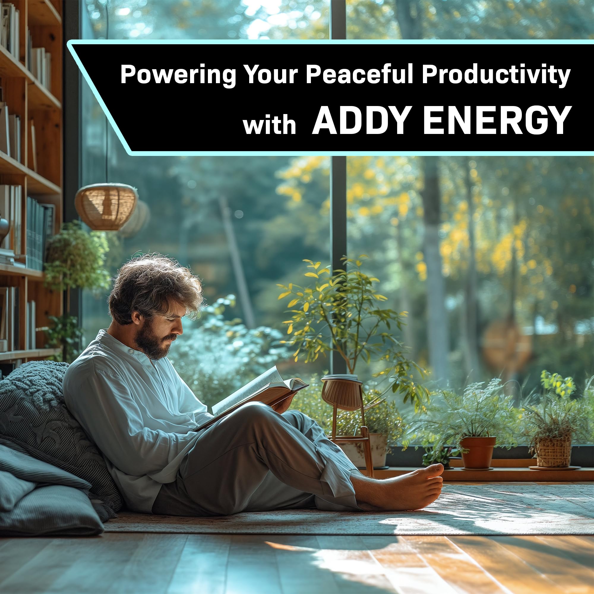 Addy Energy desk setup with laptop signals productive focus.