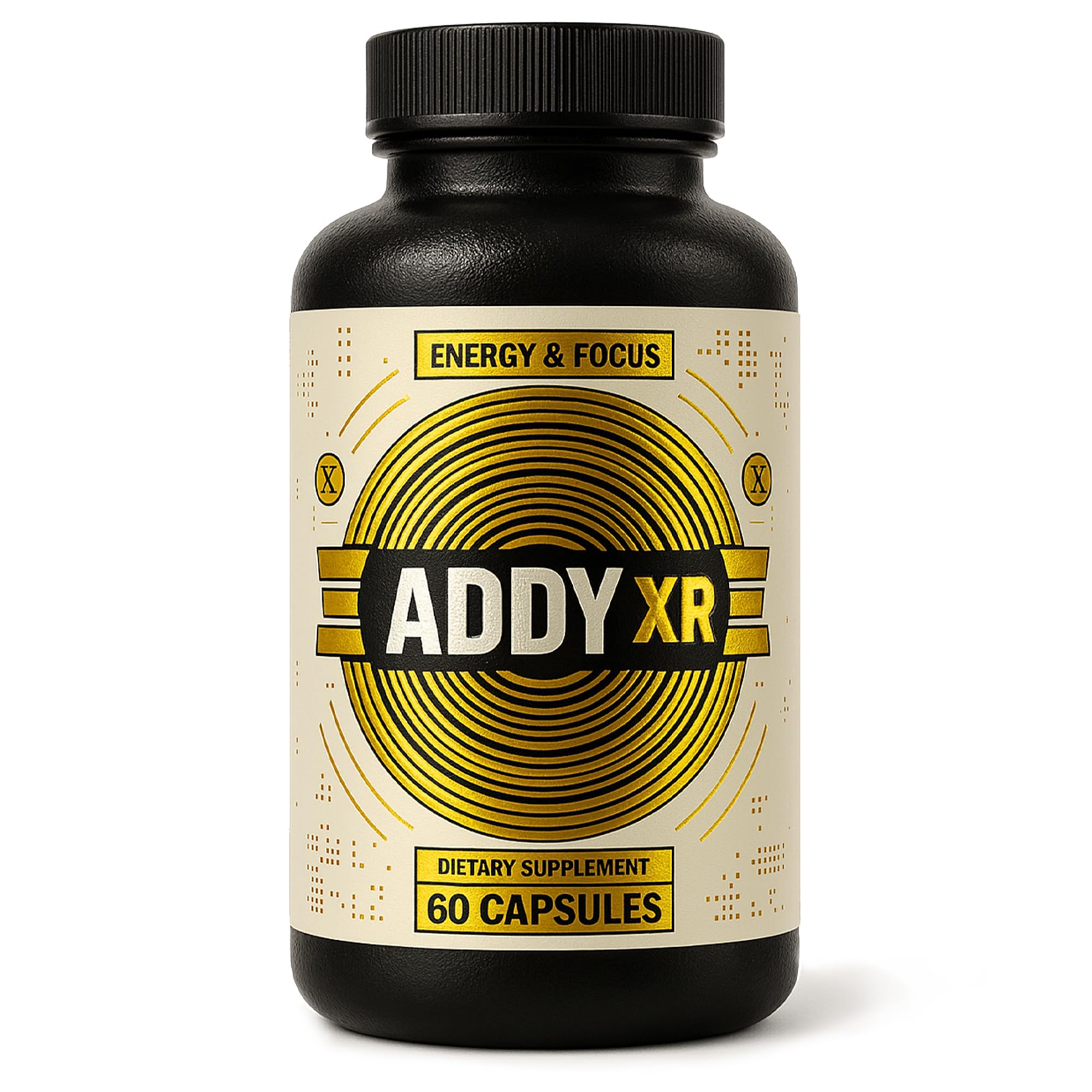 Front view of ADDY XR bottle with label