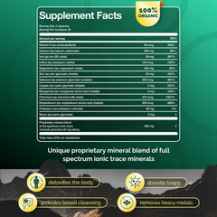 Close-up of ADEO2 label showing 52 minerals