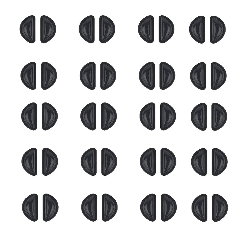 Close-up of black silicone adhesive eyeglass nose pads
