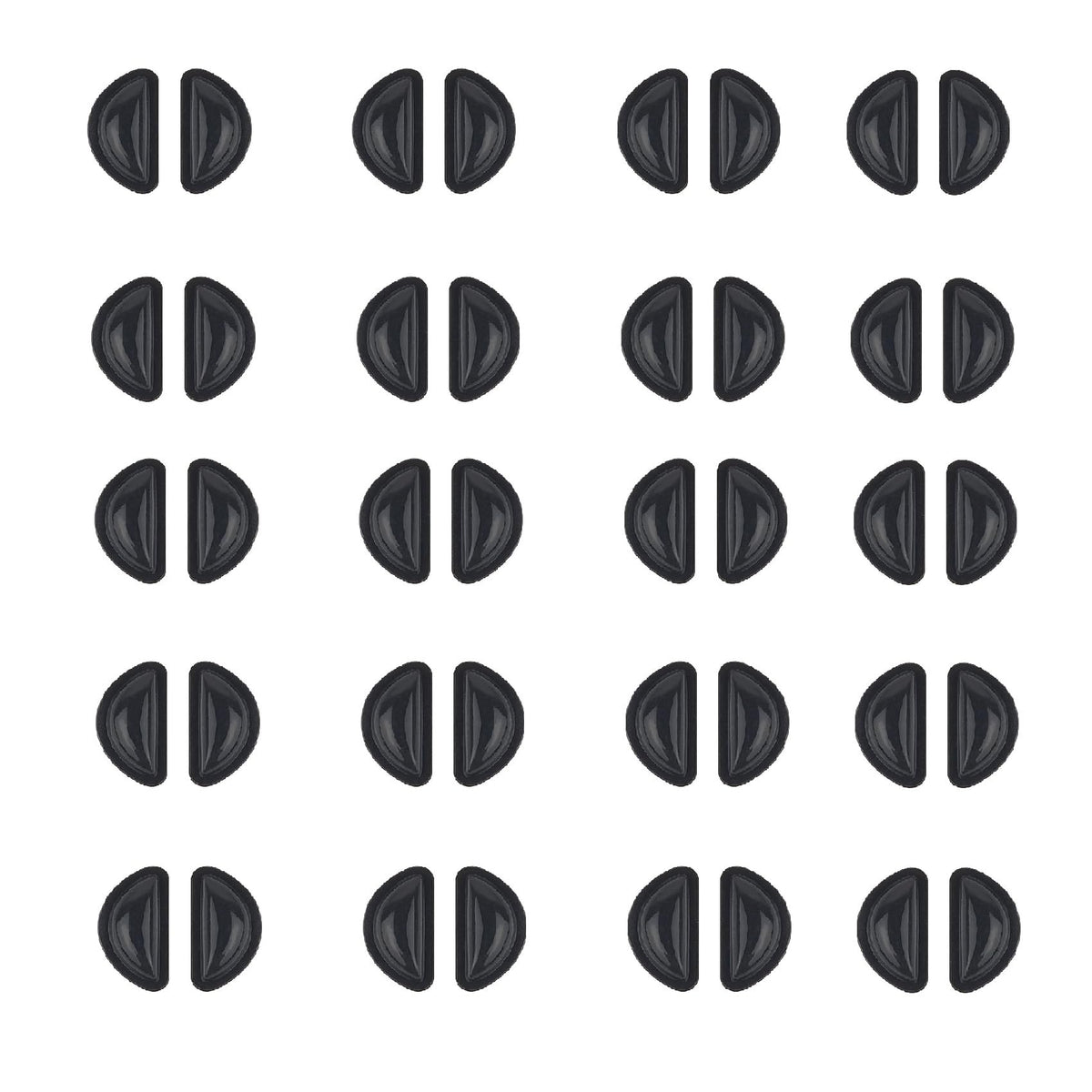 Close-up of black silicone adhesive eyeglass nose pads