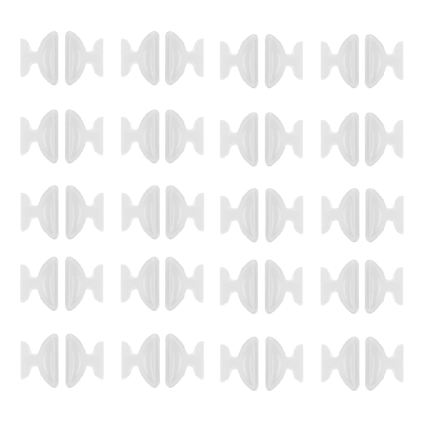 Close-up of adhesive silicone eyeglass nose pads (Clear Butterfly)