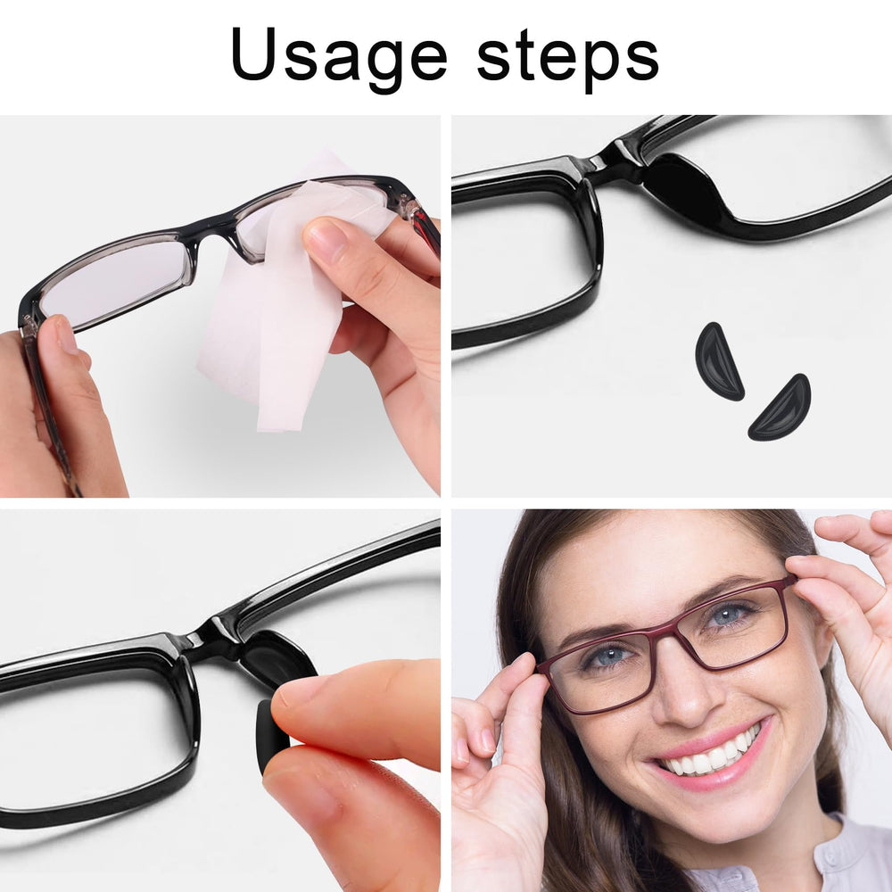 Anti-slip nose pads attached to eyeglasses frame