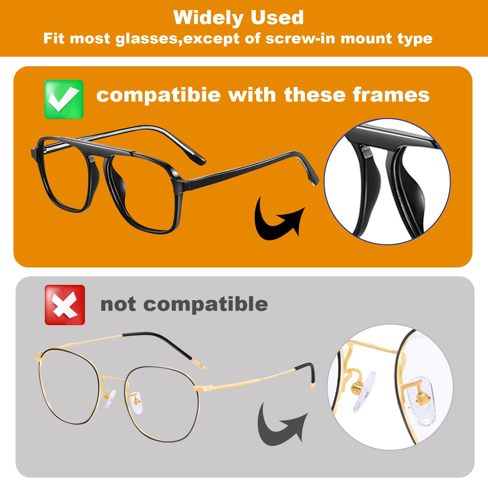 Set of nose pads compatible with plate optical frames sunglasses and plastic frames