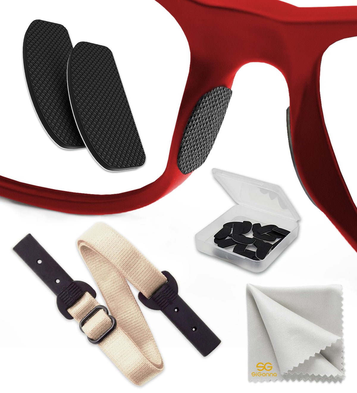 Six pairs of 1mm silicone adhesive nose pads for glasses with black pads