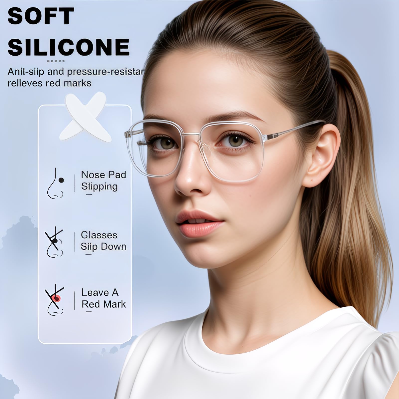 adhesive nose pads for glasses with non-slip design
