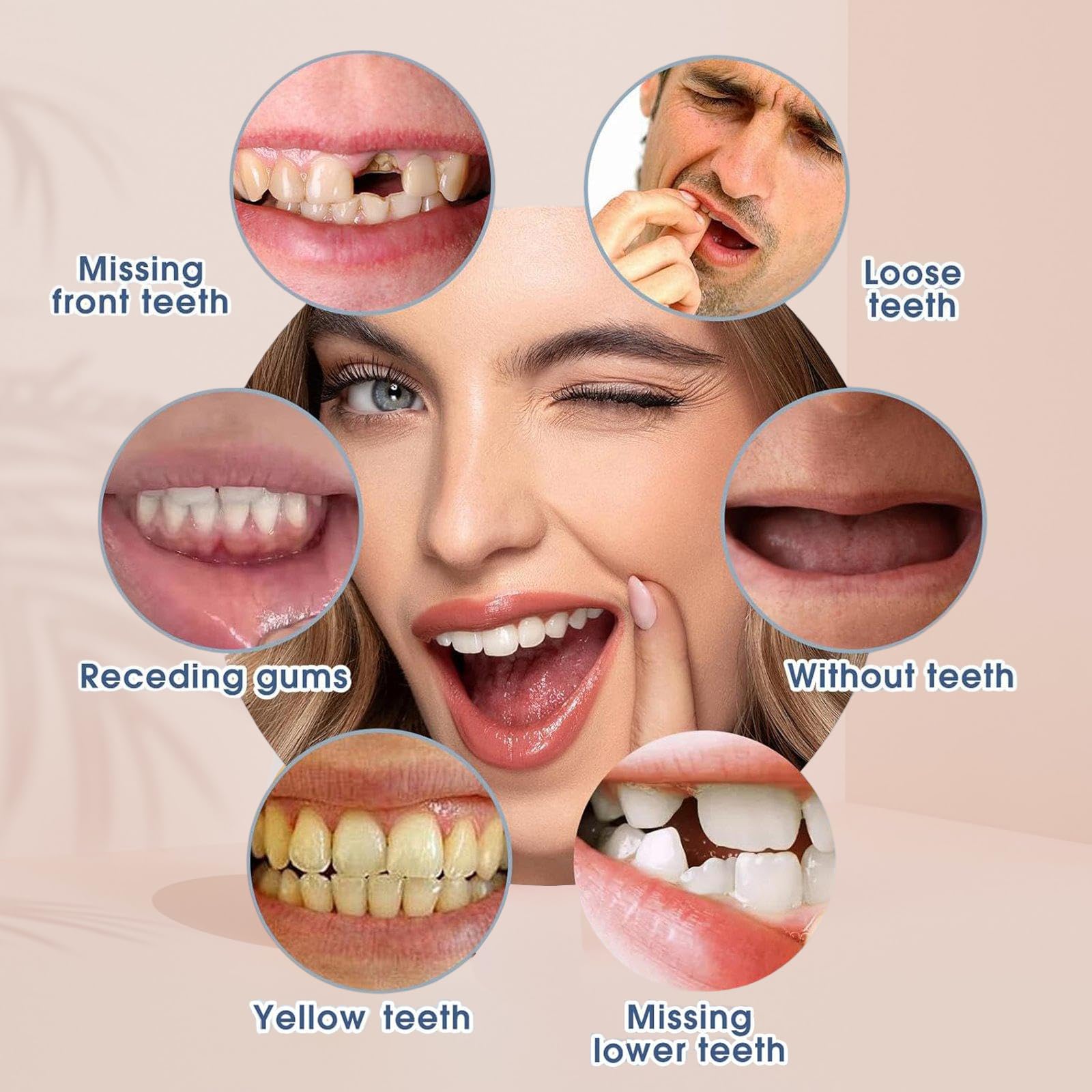 Close-up of adjustable denture pair