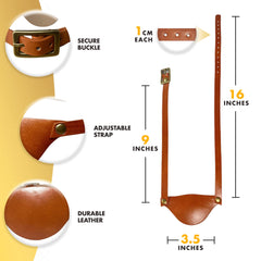 Right-eye view of adjustable brown leather eye patch for adults