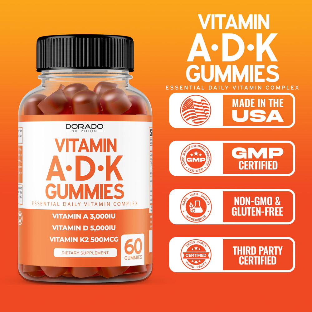 Front view of ADK Gummies bottle and packaging