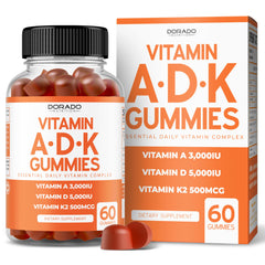 ADK Gummies D3 K2 60-count bottle with blue raspberry flavor