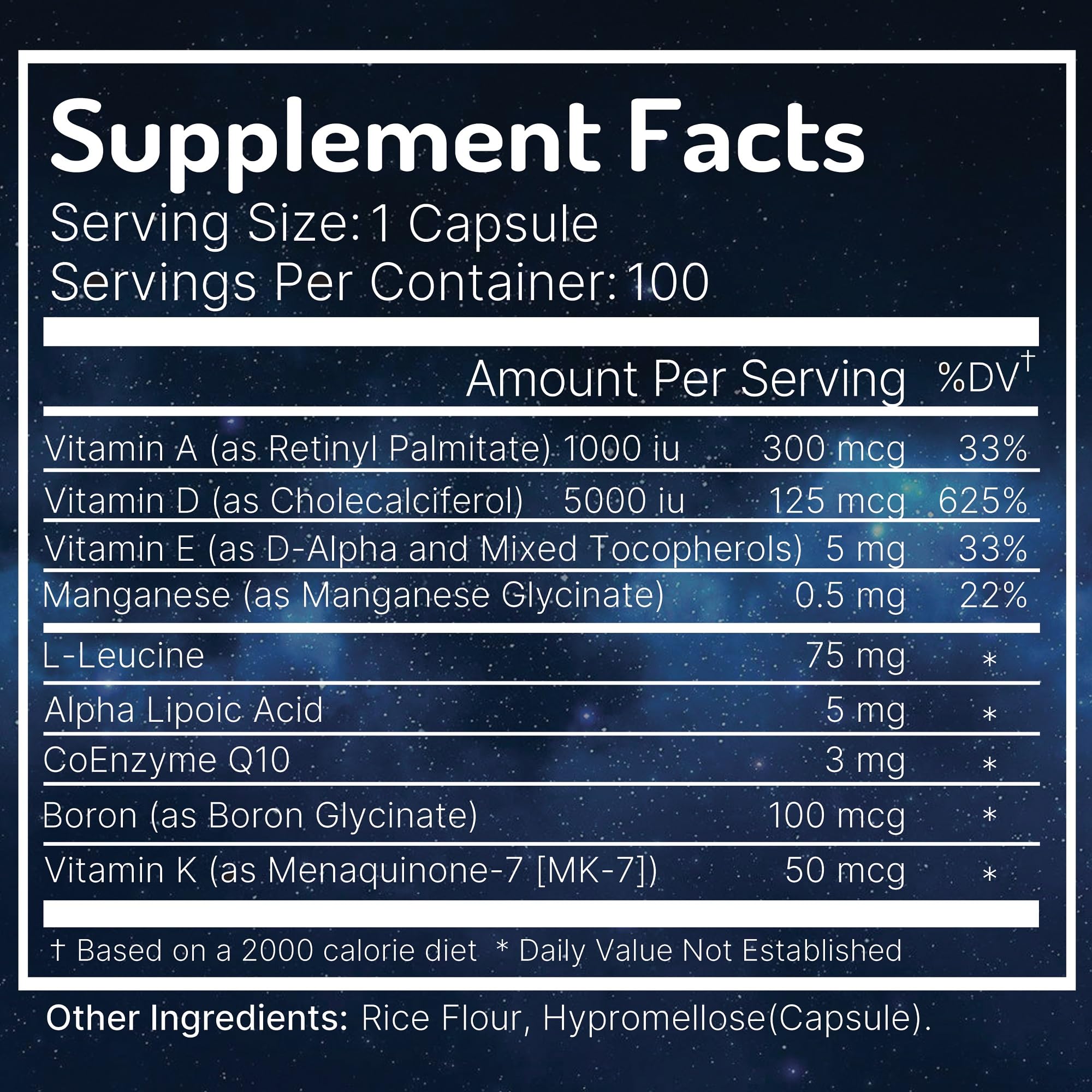 Close-up of capsule showing ingredients A, D3, K2 MK-7