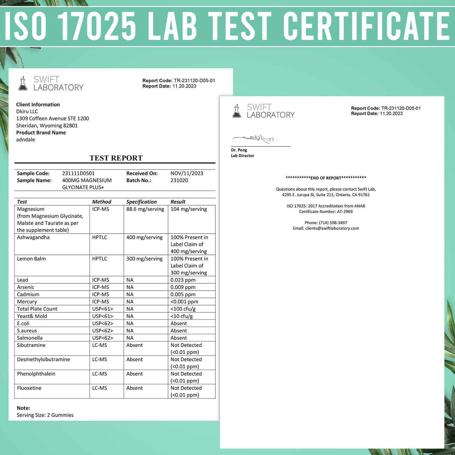 Product label highlighting vegan and gluten-free properties