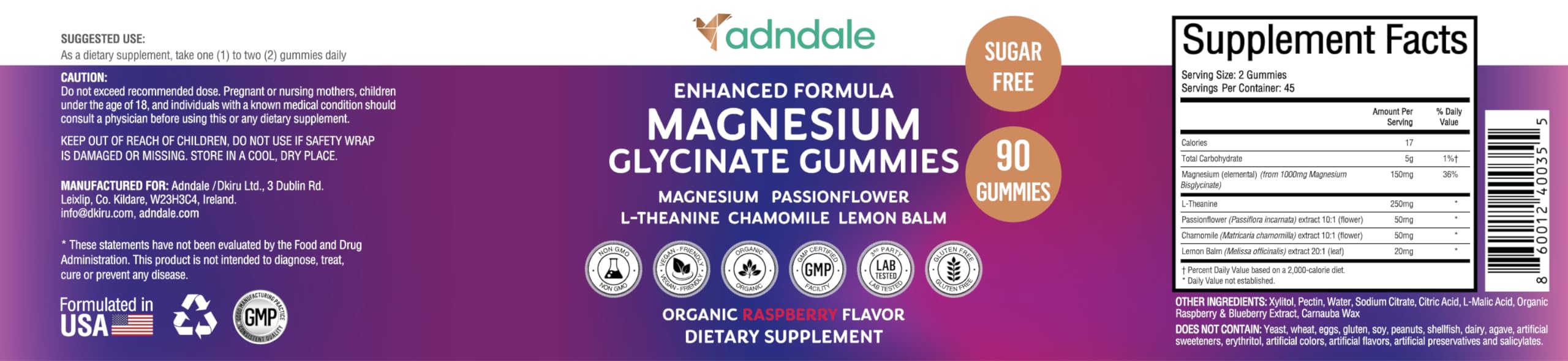 Close-up view of Adndale Magnesium Glycinate Gummies