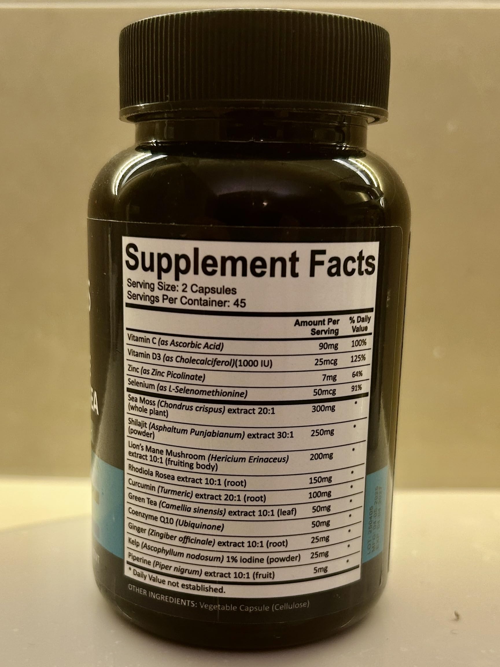 90-count bottle of Adndale sea moss capsules