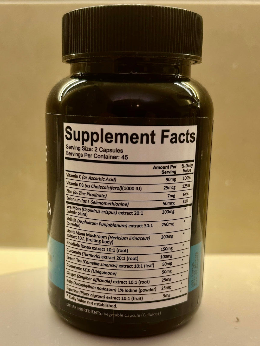 90-count bottle of Adndale sea moss capsules