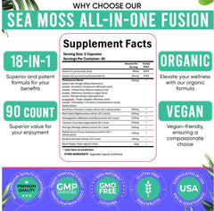 Sea moss capsules with bladderwrack and burdock root