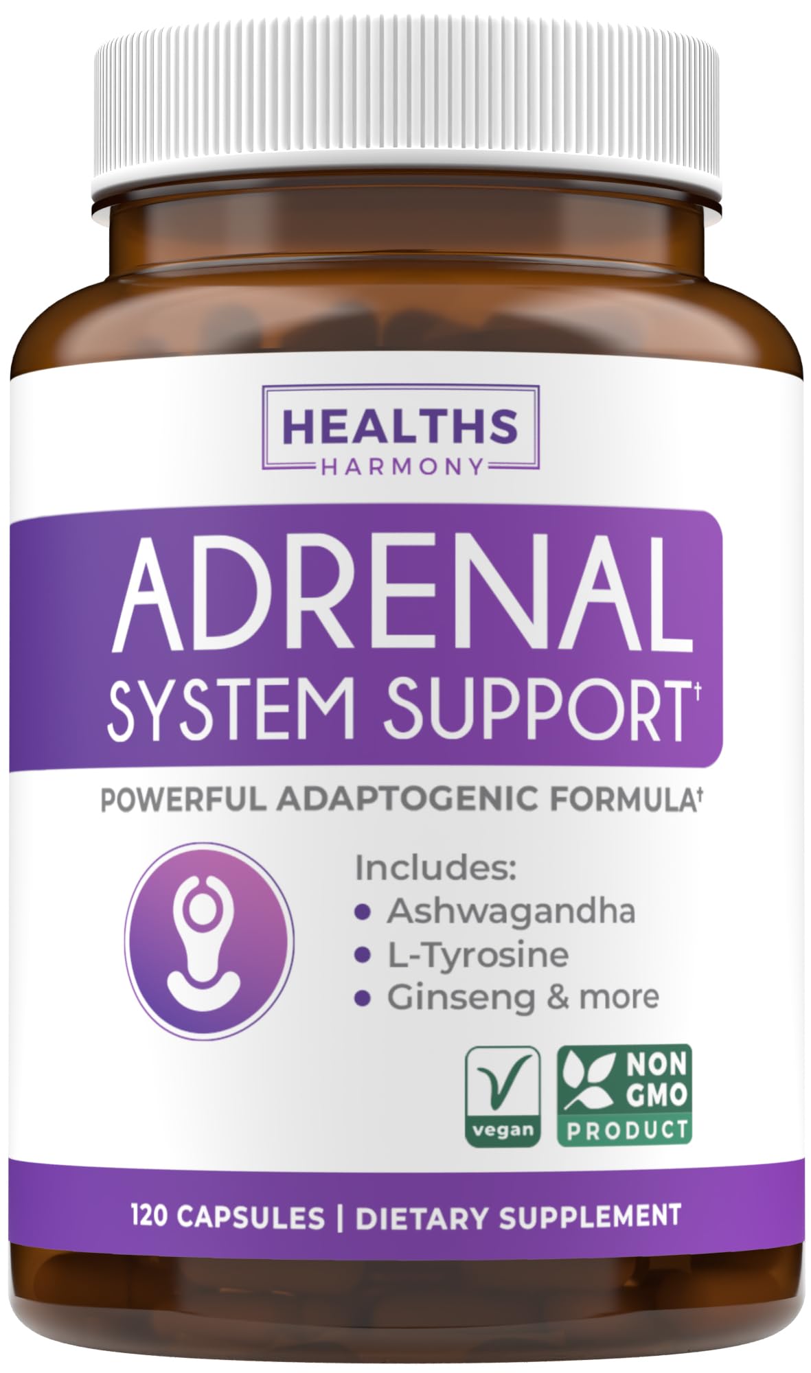 Adrenal Support bottle with Non-GMO label