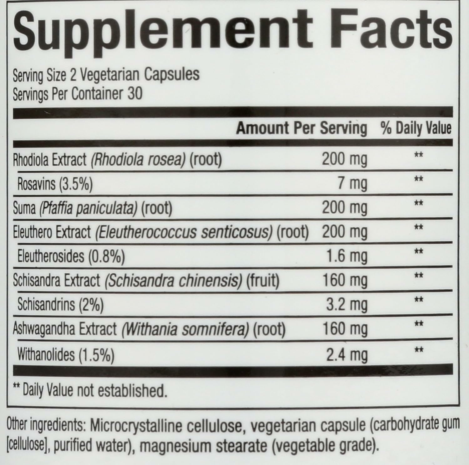 AdrenaSense bottle label close-up