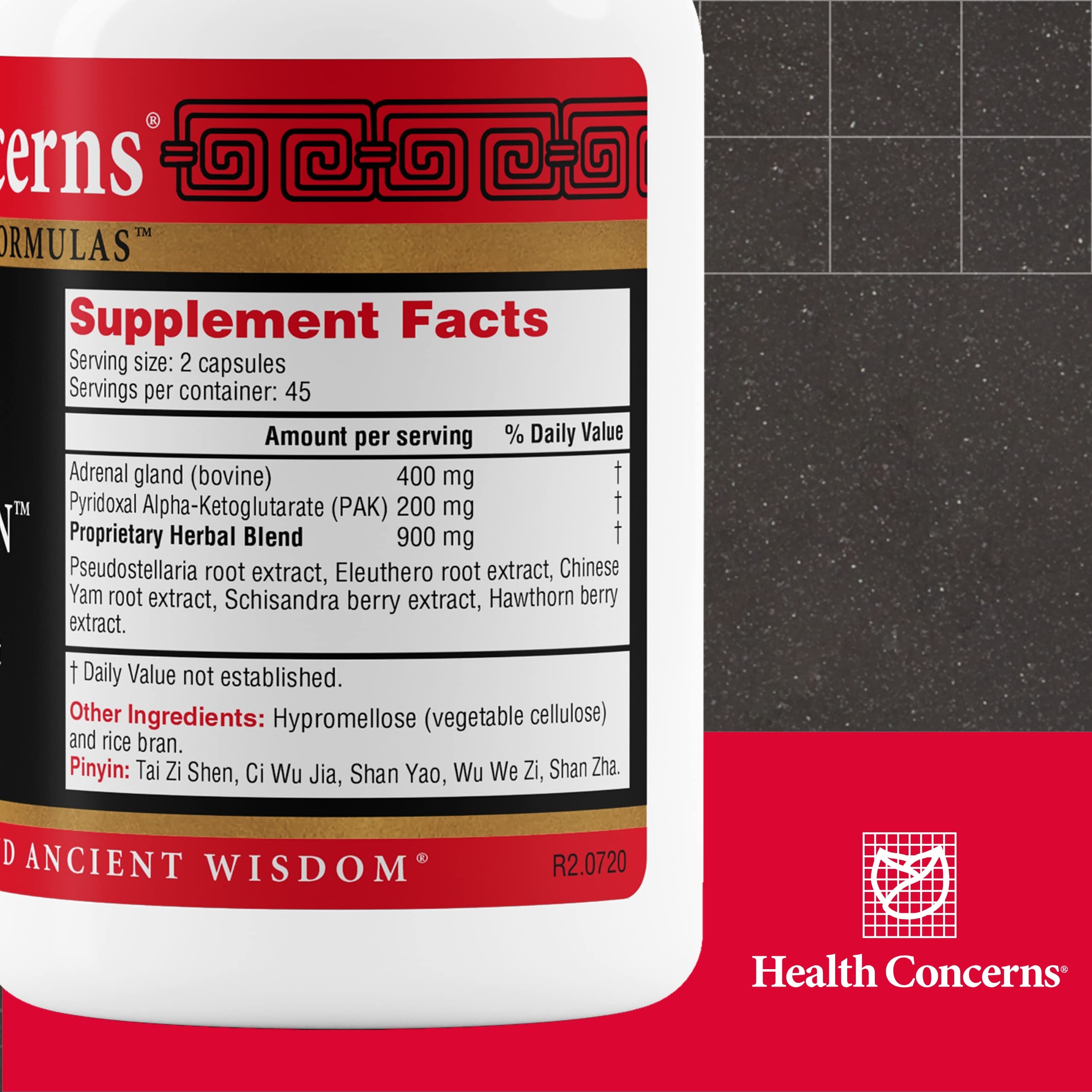 Adrenosen ingredients including PAK, Eleuthero, Schisandra and bovine adrenal glandular