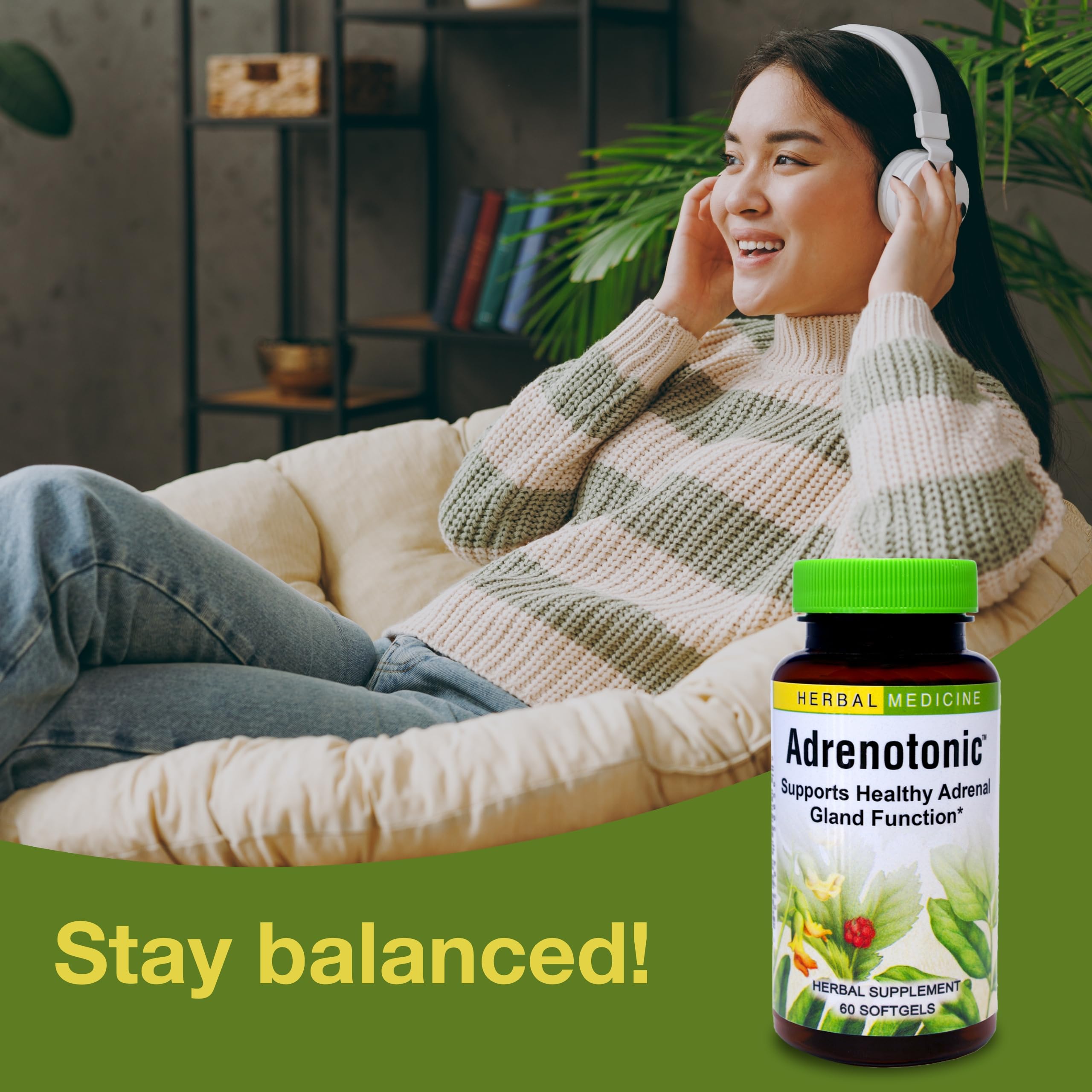 Herbal ingredients illustration for adrenal support