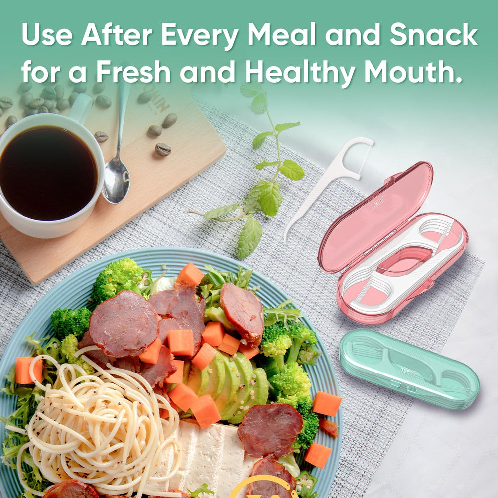 Adult dental hygiene on the go with floss picks