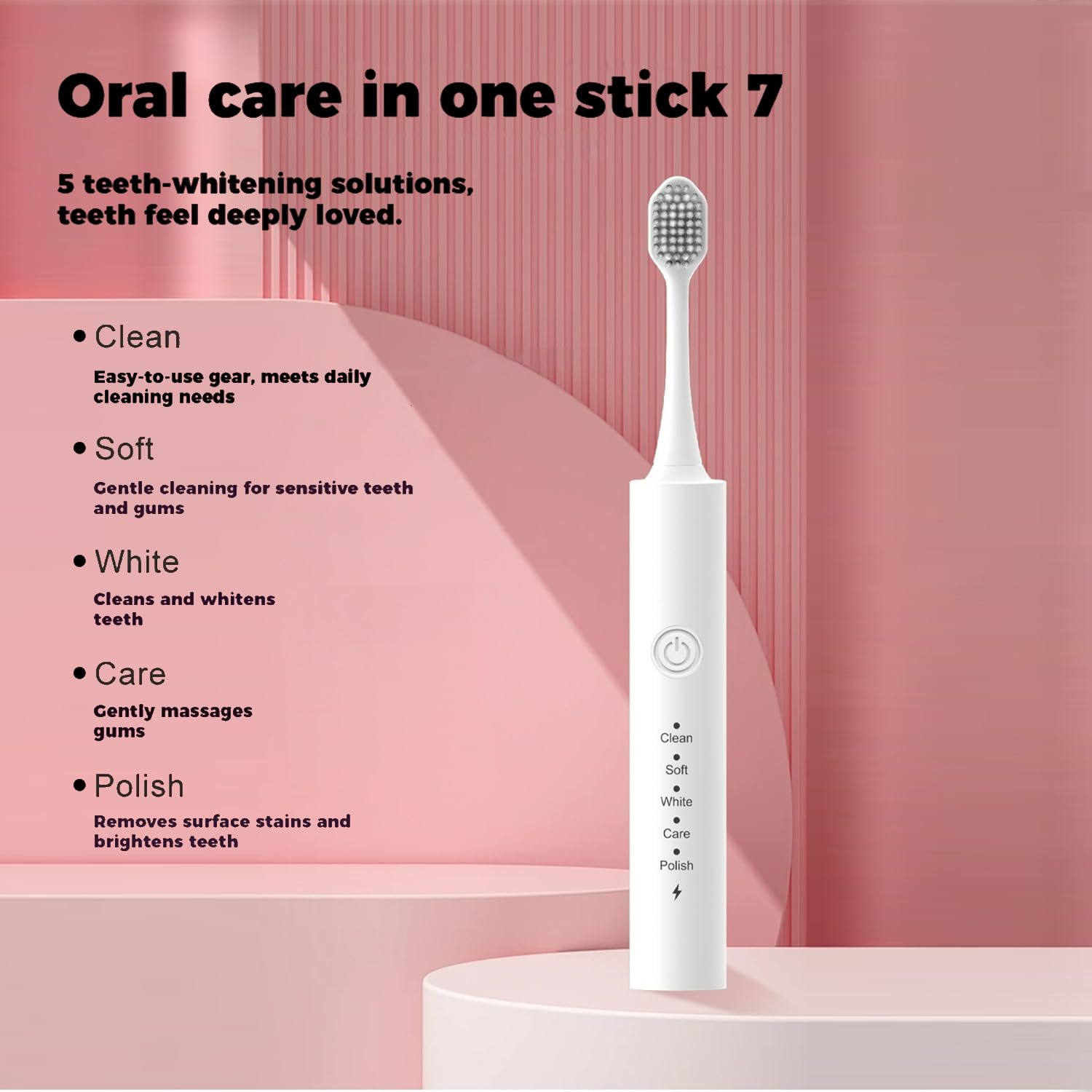Toothbrush displaying 5 cleaning modes