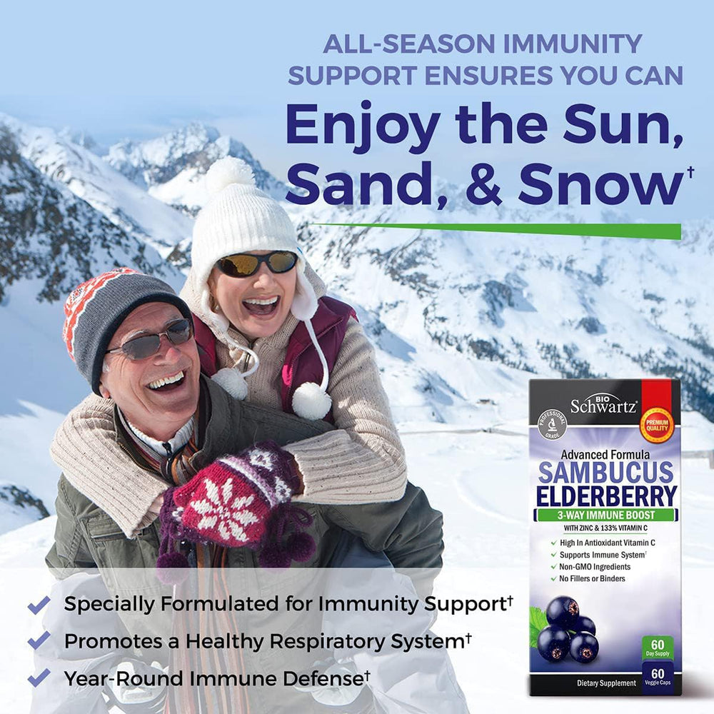 Adult man and woman taking an immune support capsule