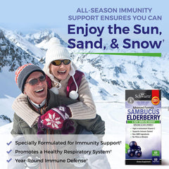 Adult man and woman taking an immune support capsule