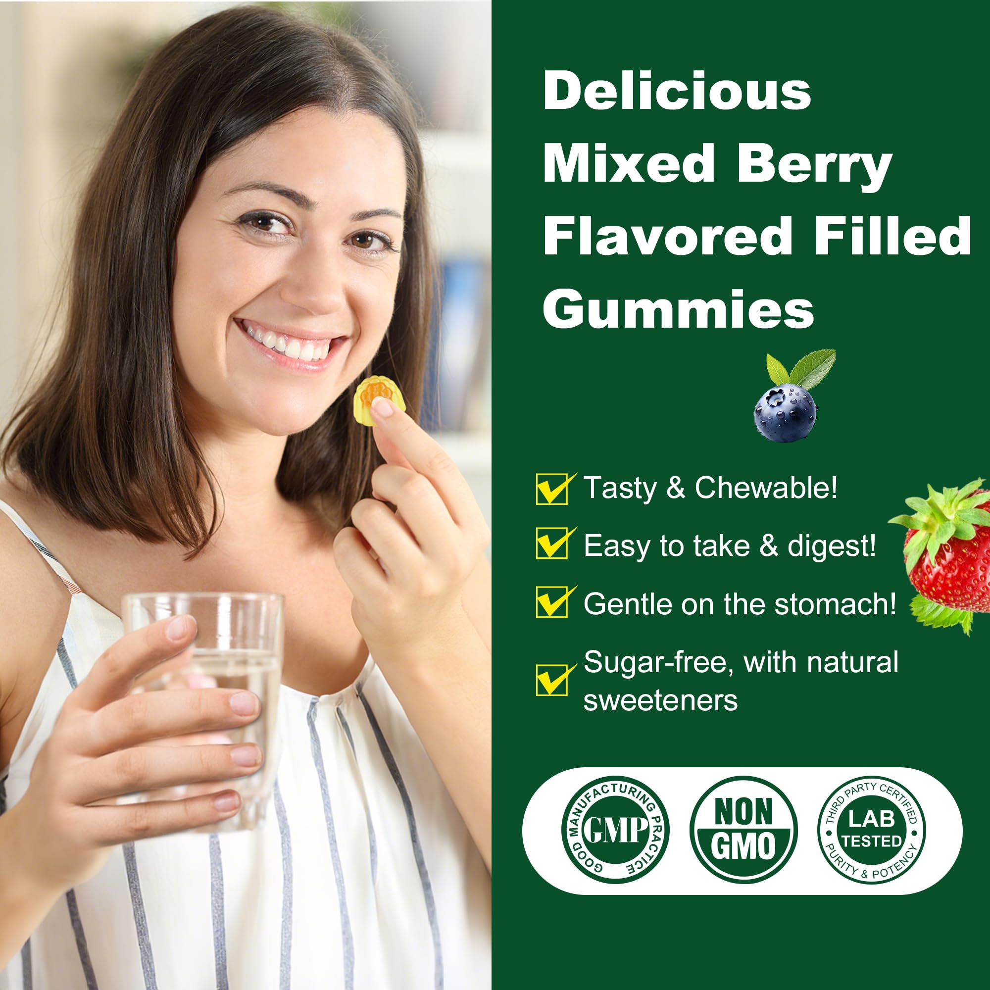 Adult and kids friendly daily supplement gummies