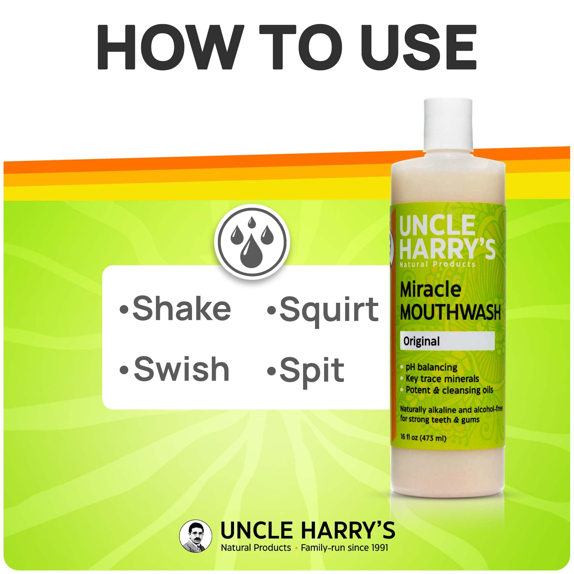 Adults and kids using Uncle Harry's mouthwash
