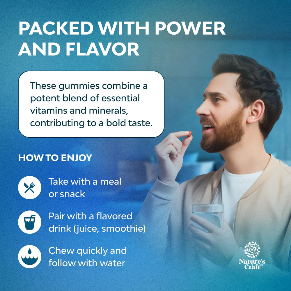 Adult men's gummy vitamins with fruit flavor