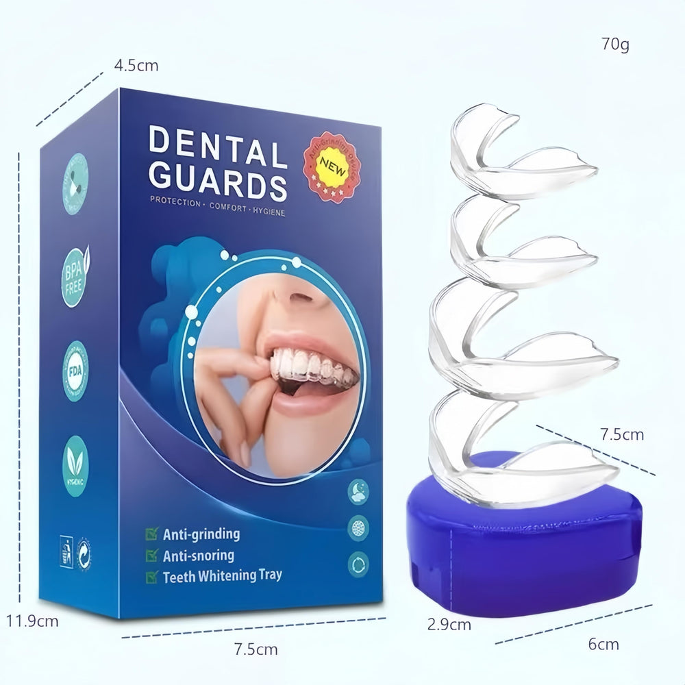 Adult wearing night guard to prevent teeth clenching