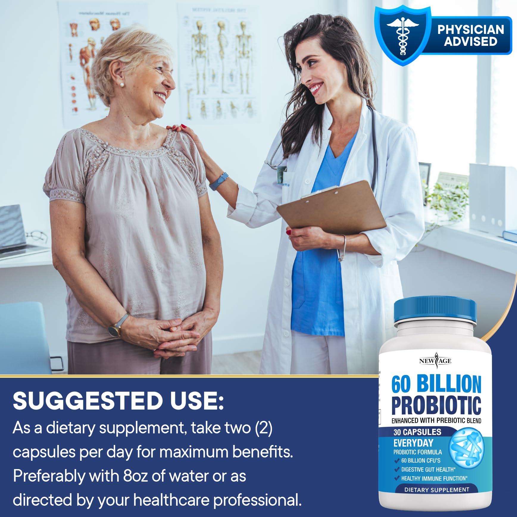 Adults, women, and men using probiotic supplement