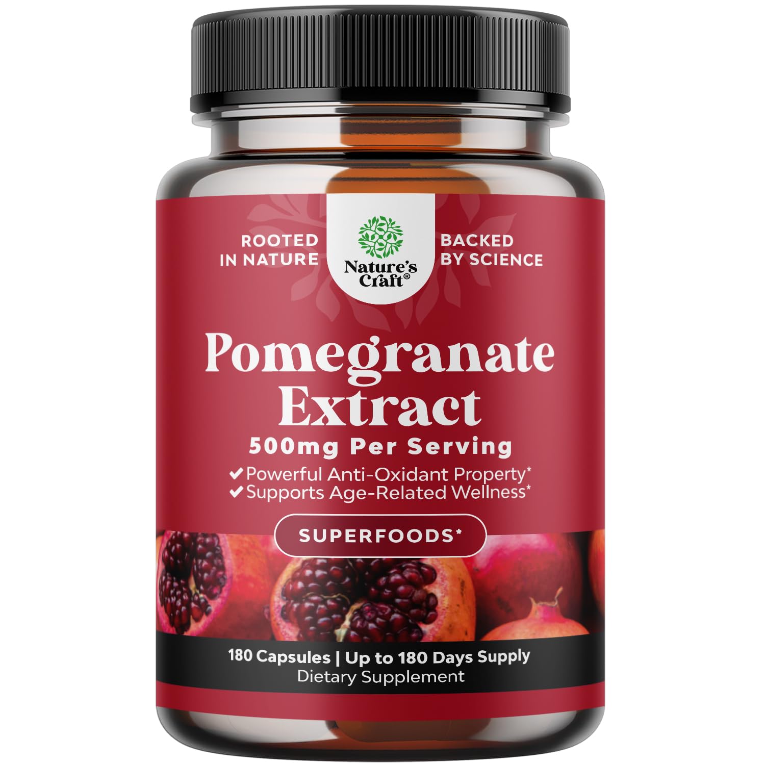 Bottle of Advanced Antioxidant Pomegranate Supplement 180ct