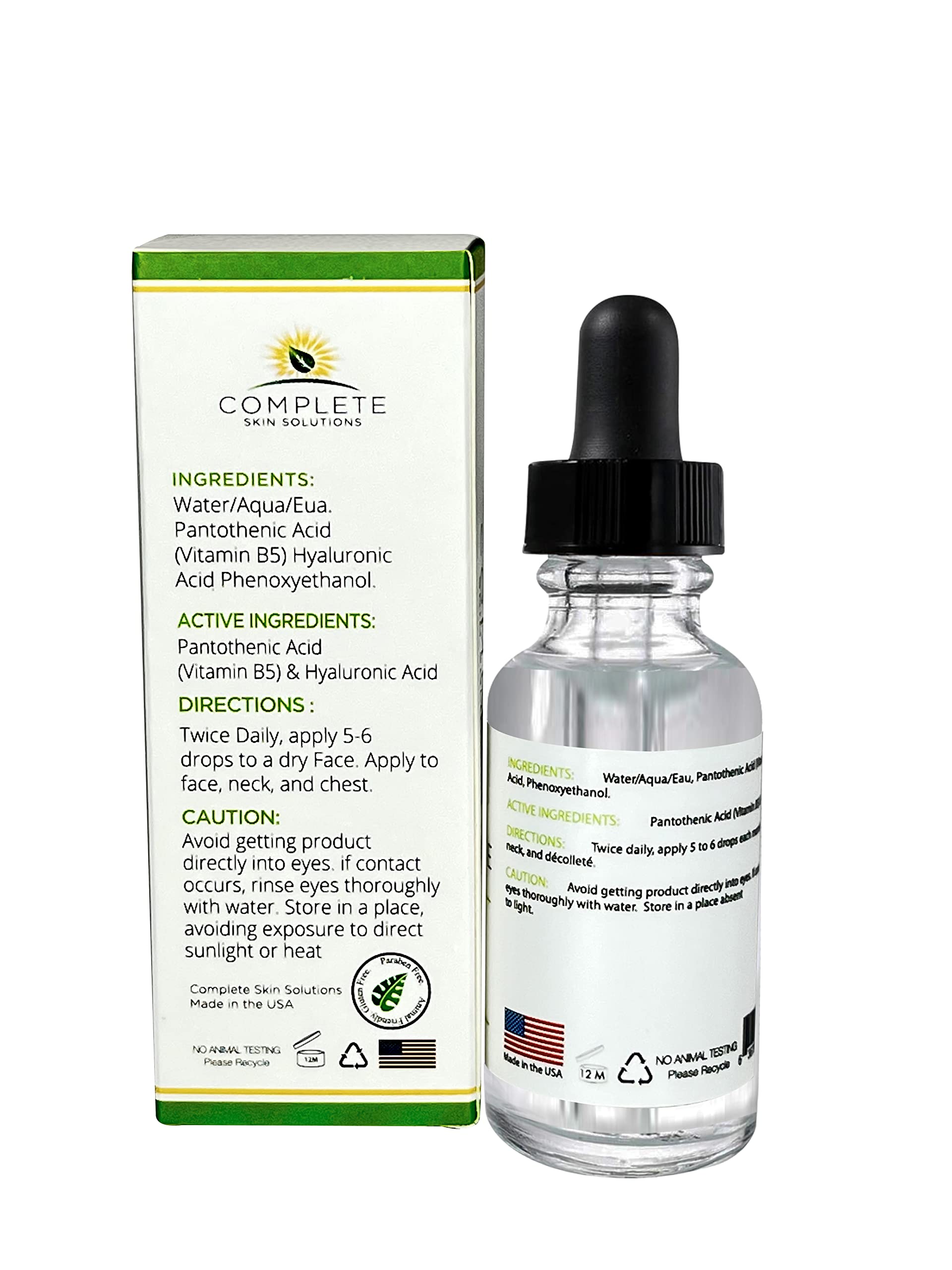 Product information card with usage and ingredients