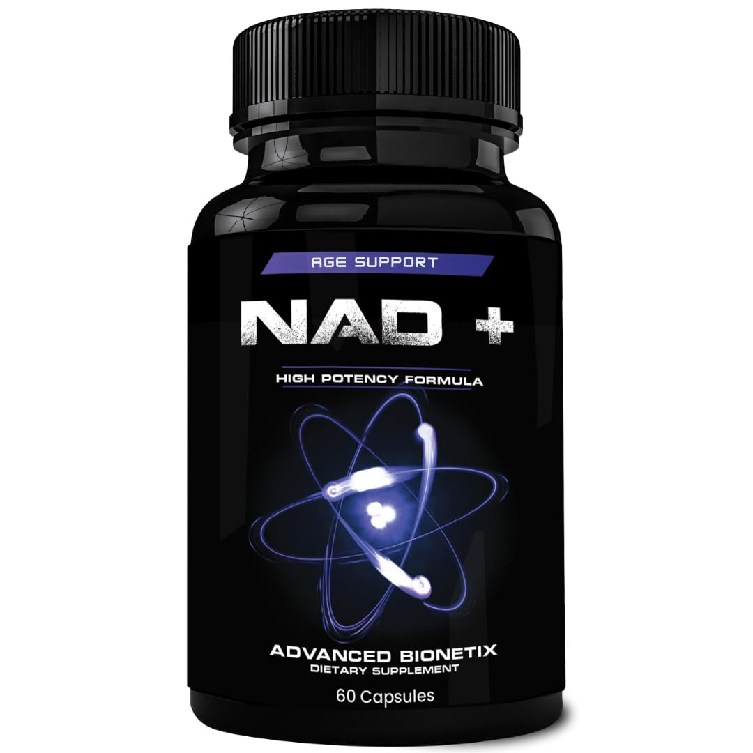 Front view of Advanced Bionetix NAD+ supplement bottle
